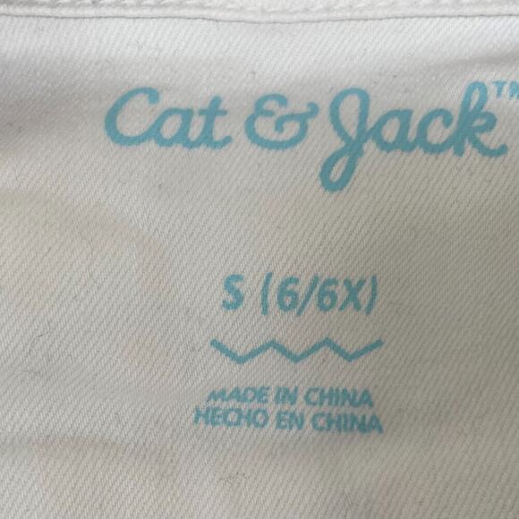 Cat & Jack Girl's Cotton Blend White Denim/Jean Jacket Snap Button Closure, 6 - Picture 5 of 12